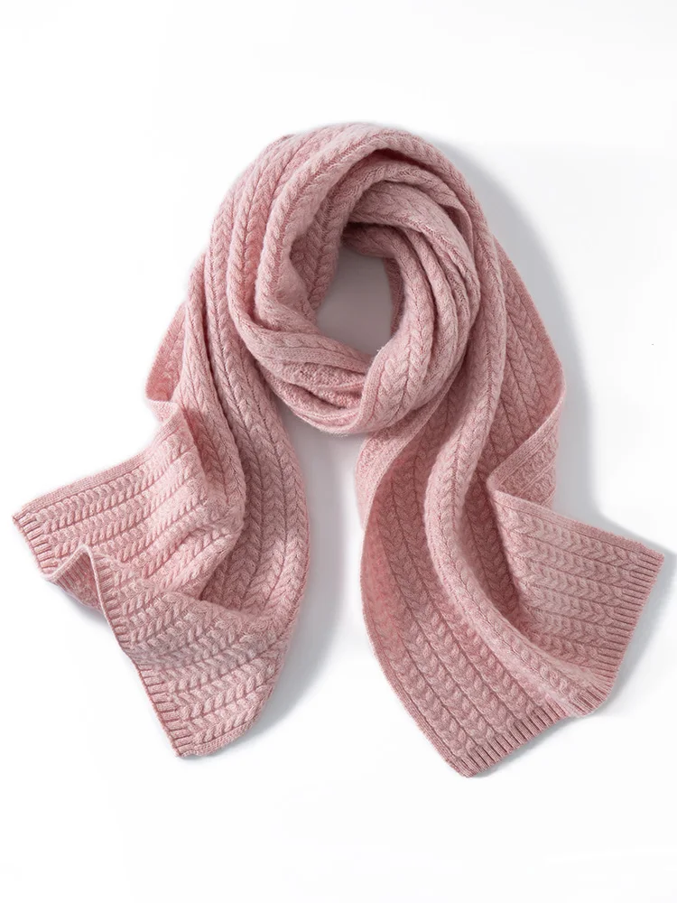 Chic ผู้หญิง 100% ผ้าพันคอแคชเมียร์ฤดูใบไม้ร่วงฤดูหนาวแคชเมียร์ถักข้าวสาลีหูยาวผ้าคลุมไหล่สบายๆสไตล์ Basic Soft WARM ผ้าพันคอหรูหรา Tops