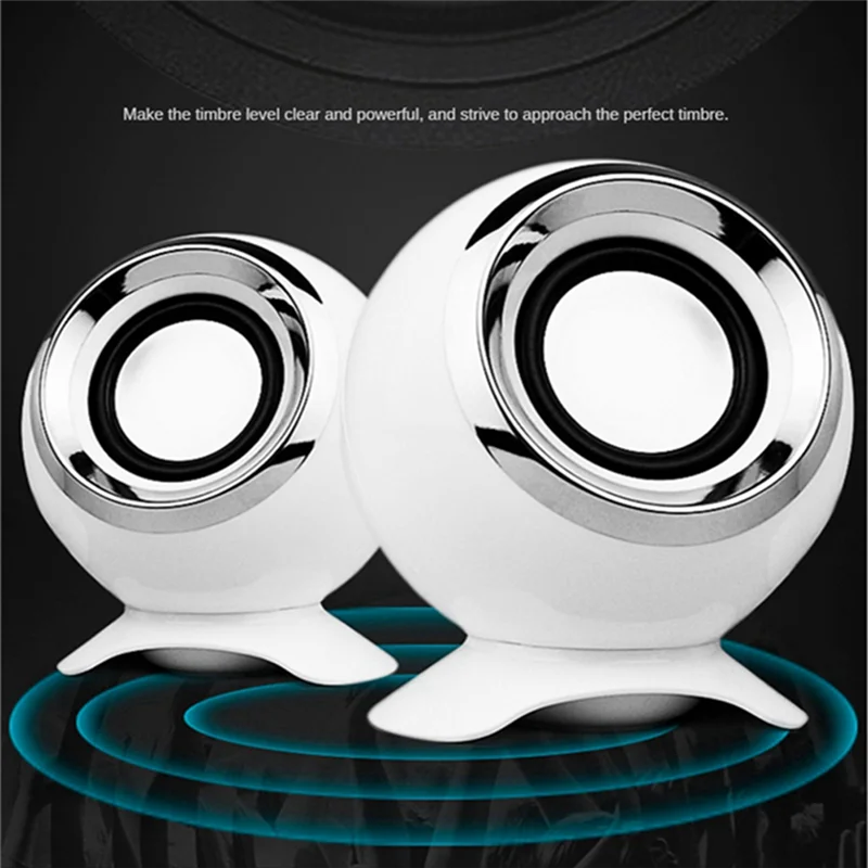 Computer Speakers for PC Laptop Speakers USB 3.5mm Wired Music Play HIFI Stereo with Microphone for TablePC Laptop,White DY