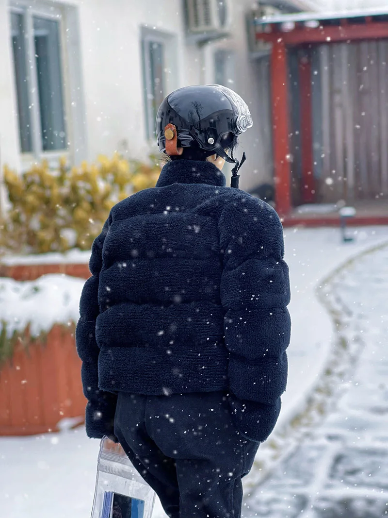 Giacca da moto addensata da uomo in cotone Casual con colletto alla coreana in lana di agnello maschile in scala 1/6 per modello di corpo Action Figure da 12 pollici