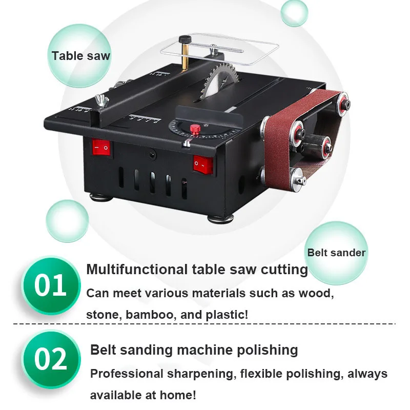 Portable Table Saw Multifunctional Household Electric Micro Belt Sander For DIY Woodworking Integrated Table Saw/Belt Sander
