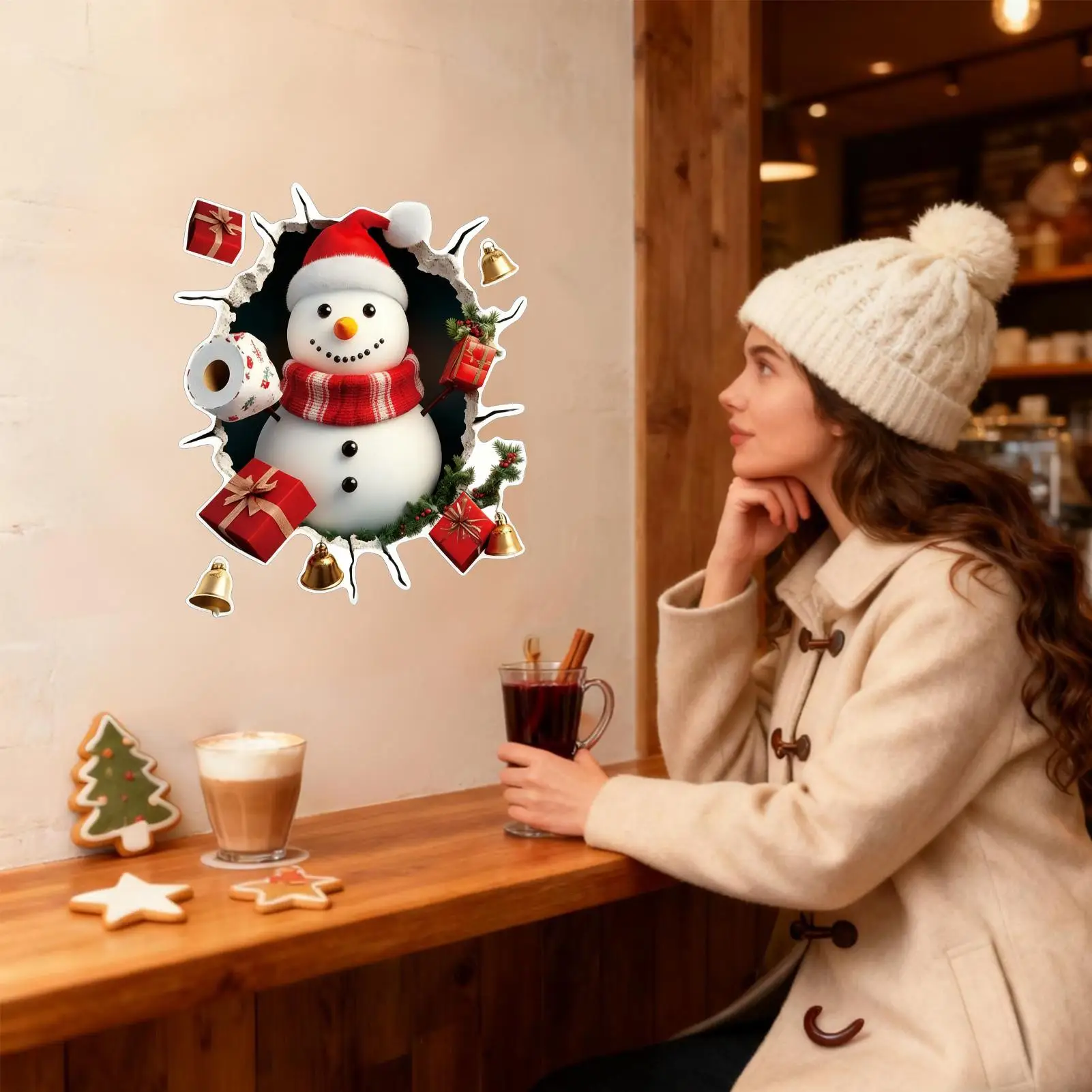 Christmas Removable Wall Decals Santa Removable Reindeer Decoration Christmas Wall Decorations For Winter School Class Room