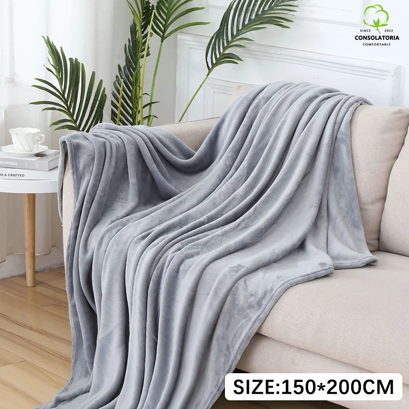 

Soft Warm Coral Fleece Flannel Blankets for Beds Faux Fur Mink Throw Solid Color Sofa Cover Bedspread Winter Plaids Blankets