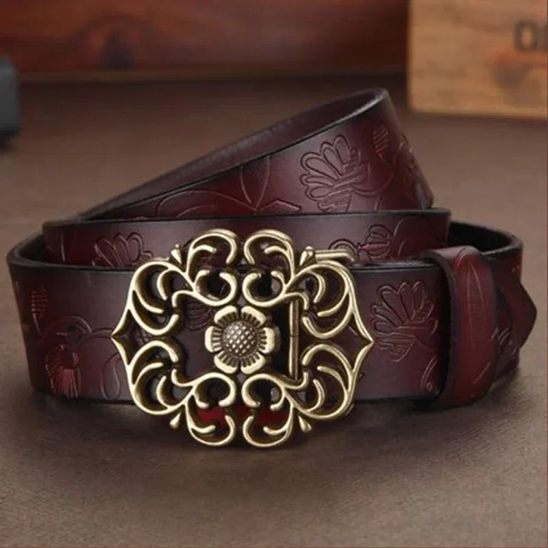 

belt Pure Cowhide Court Antique Belt Korean Version Women's Leather Retro Decorative Belt Designer Belt Luxury Belts for Women