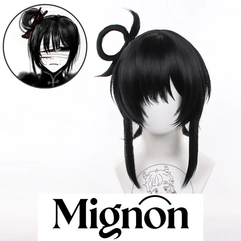 

Парик для косплея Seven Days Ghost Tan Wusong, длинный топ на голове, черные короткие волосы на Хэллоуин