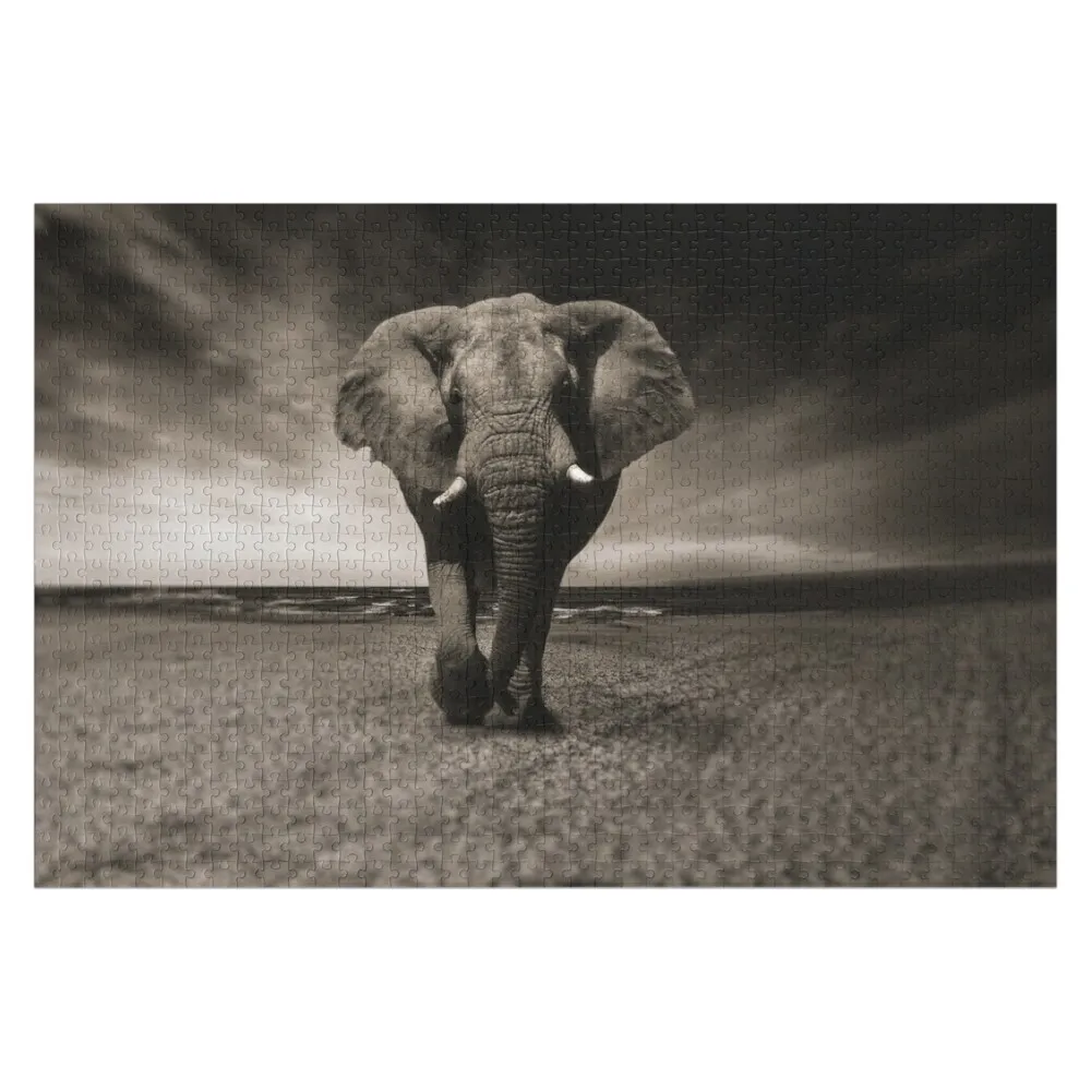 Elephant black and white nature Africa Jigsaw Puzzle Works Of Art Personalize Photo Personalized Gift Ideas Puzzle