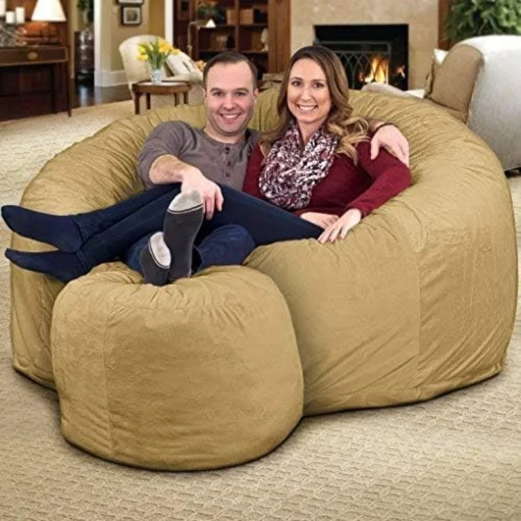 6ft Bean Bag Chair & Footstool, Oversize Bean Bag Chair for Adults, Comfy Chair Bean Bag Couch Lounge Sofa Loveseat Furniture