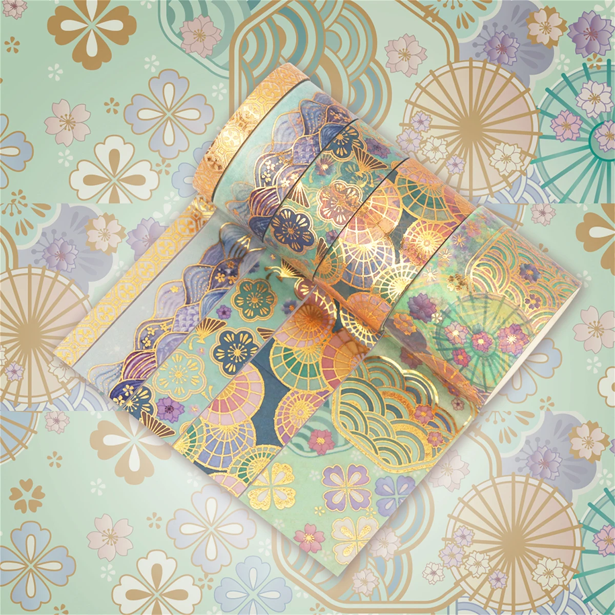 花柄箔スタンプと和紙テープ 15 ロールセット – DIY ギフト、スクラップブッキング、フォトフレーム用の装飾マスキングテープ