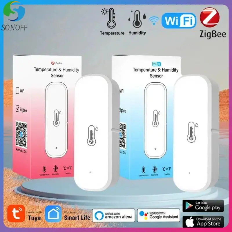 Tuya ZigBee/WiFi Temperature And Humidity Sensor Indoor Humidity Sensor Battery Powered APP Monitoring Support Alexa Google Home