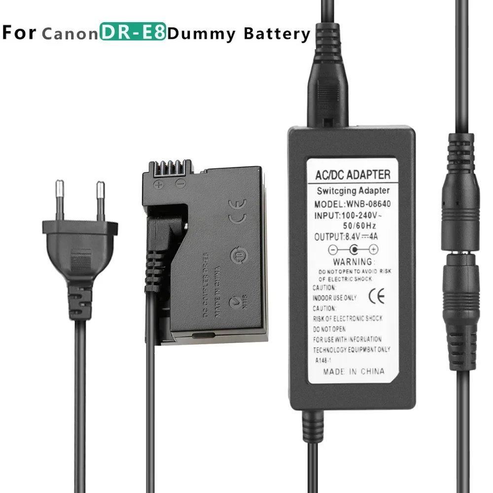 AC Adapter ACK-E8 ACKE8 ACK E8 CAPS700+DR-E8 for Canon EOS Rebel T2i T3i T4i T5i 550D 600D 650D 700D Kiss X4 X5 X6 Camera