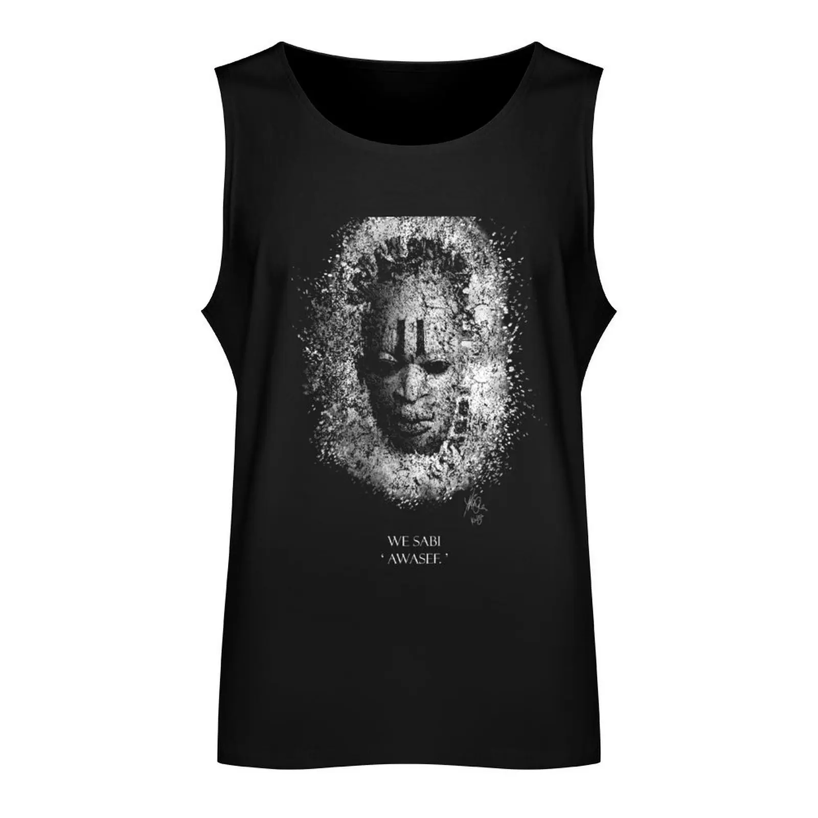 Mask on dark background with text in pidgin Tank Top gym clothes for man T-shirts men gym for men sports t-shirts for men