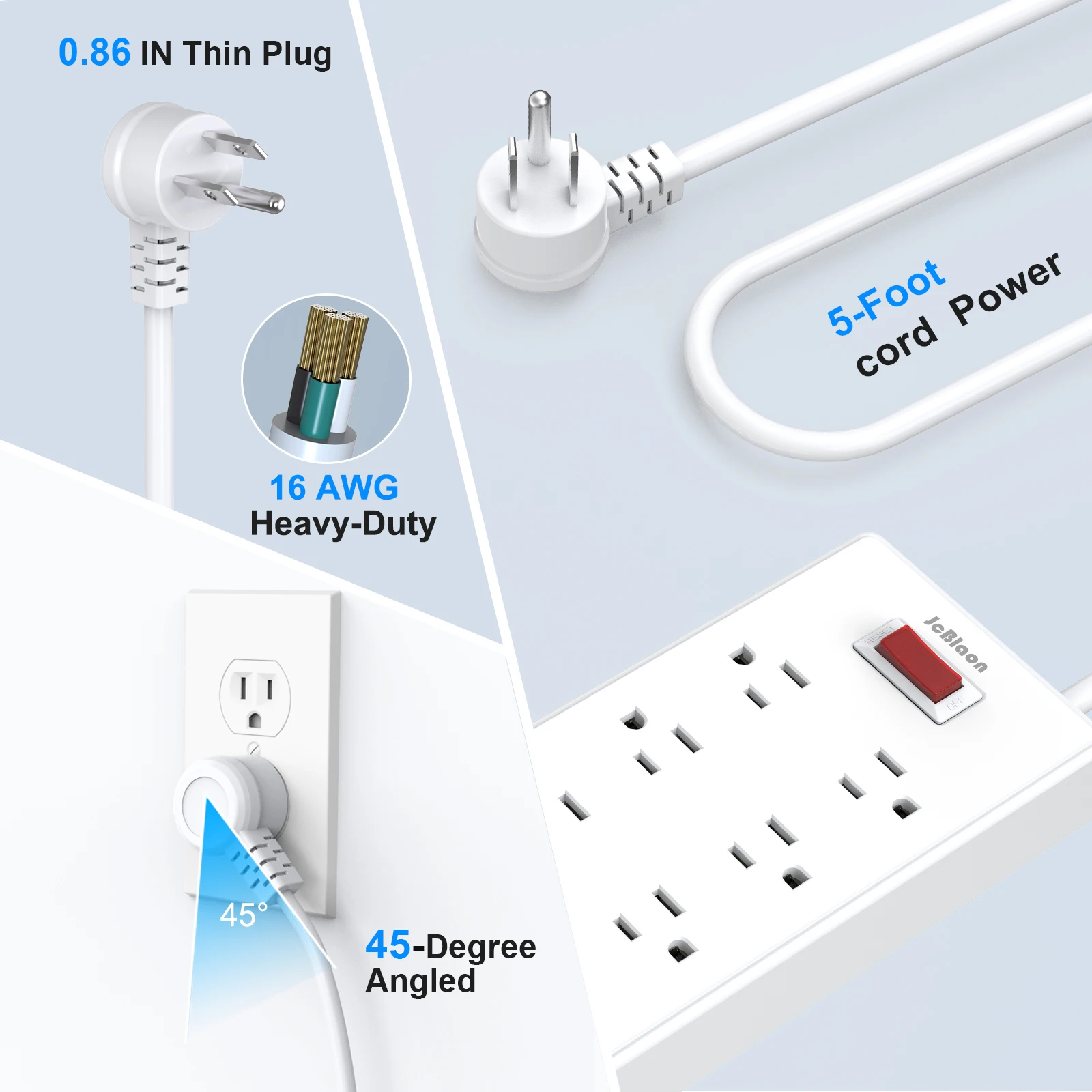 US Outlet Power Strip Power Multi Tap Universal Plug with 1.5m Extension Cord AC Type C USB Port Charge Electrical Socket 1625W