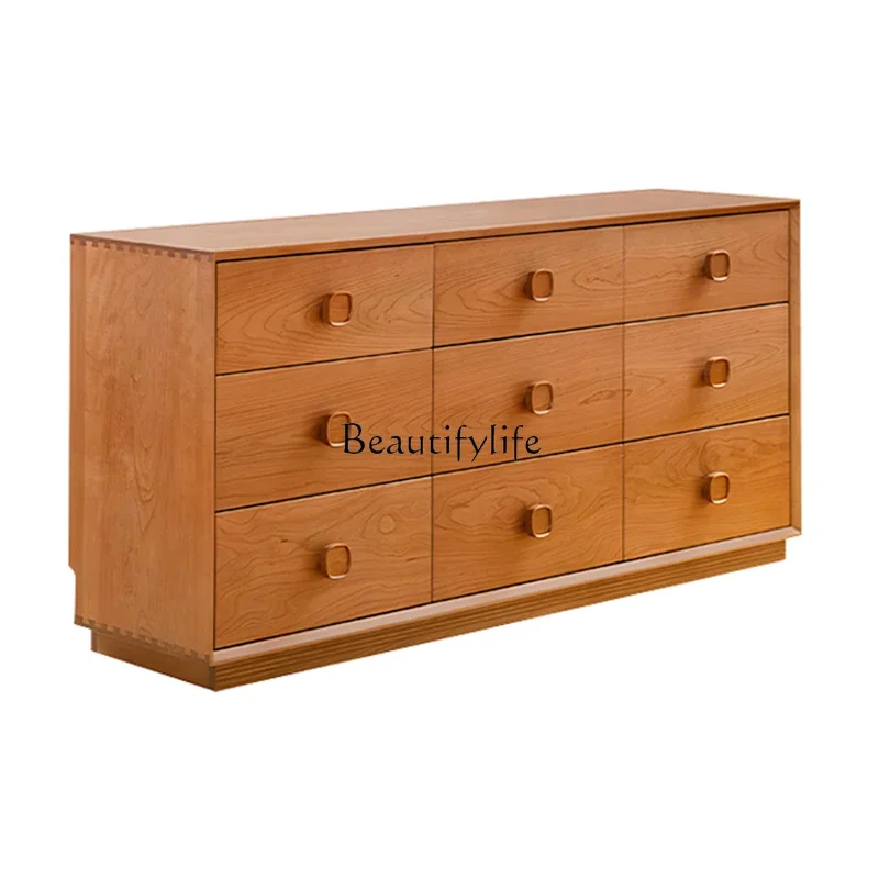 

ls 42Medieval solid wood drawer living room storage cabinet cherry wood bedside storage cabinet