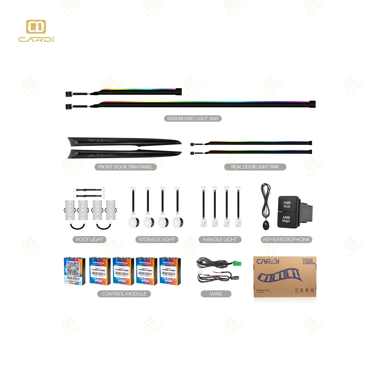 Hot selling：For Ertiga 'CARDI' D19 Interior Ambient Light Bar OEM Decorative Panel Strip 18 in 1