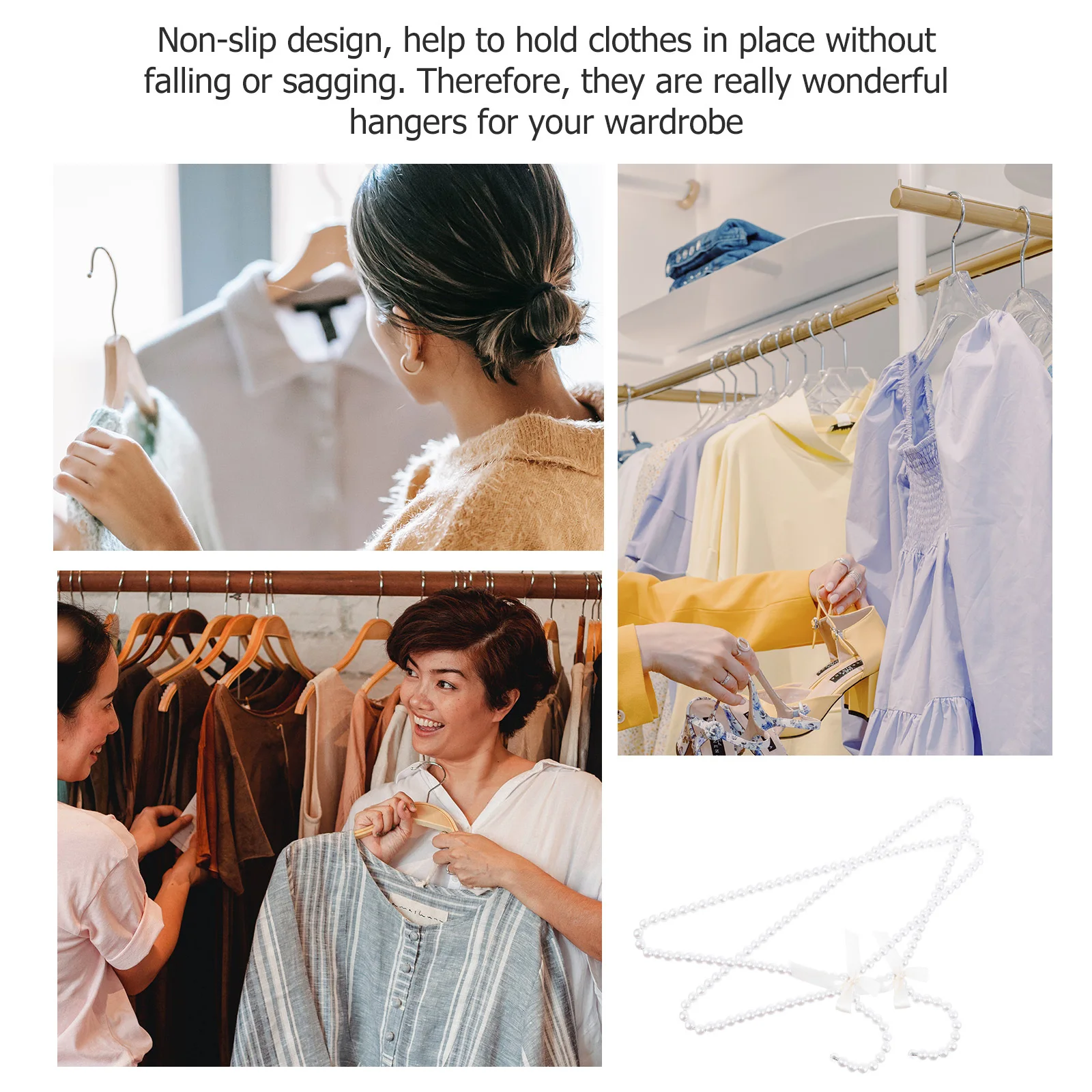 

2pcs Pearl Butterfly Knot Hangers Decorative Clothes Hanger For Home Clothing Store Unique Coat Hanger Bowknot Design