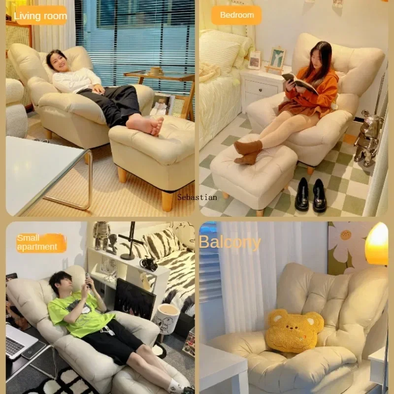 Lazy Sofa Can Lie and Sleep in The Bedroom Small Sofa Tatami Single Chair Back Folding Lounge Chair Balcony Sofa Chair