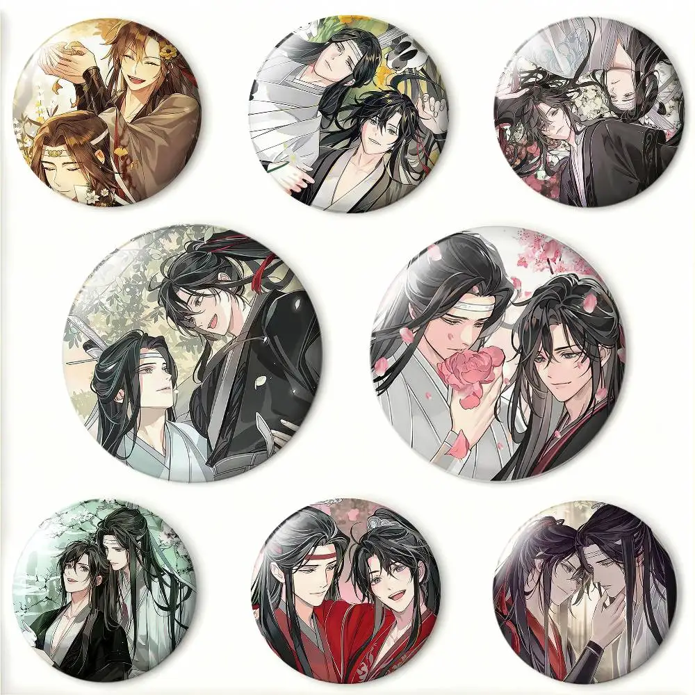 Mo Dao Zu Shi Lan Wangji Wei Wuxian Laser Badge Creative Pins Brooch for Bag Clothes Hat Decor Gifts Fans Collect