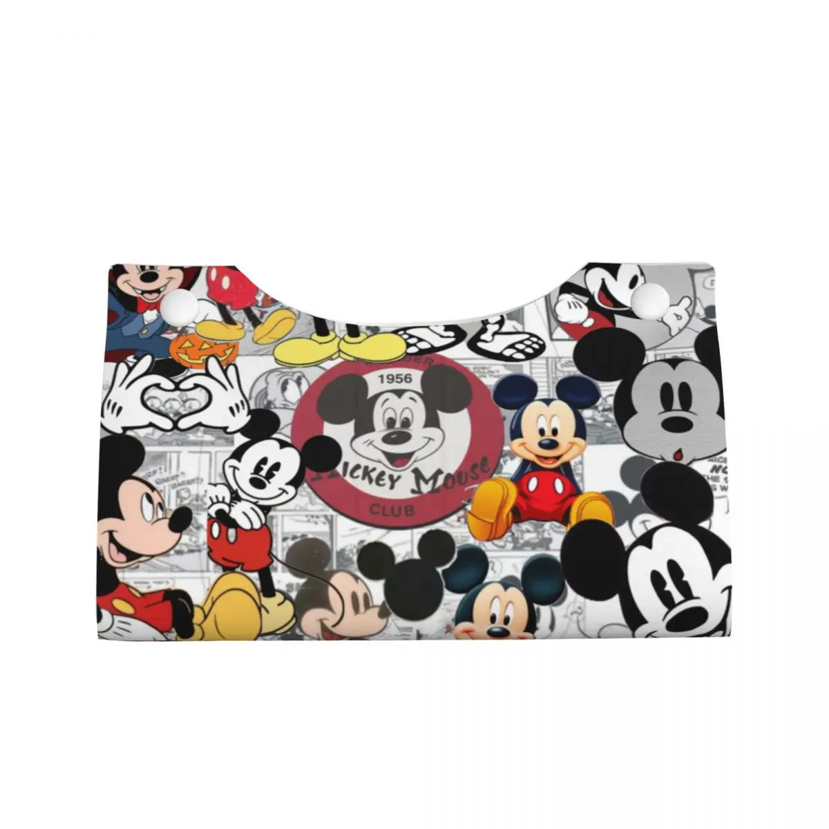 Custom Comics Mickey Mouse Tissue Box Cover for Bathroom Car Cartoon PU Leather Rectangular Facial Tissue Box Holder