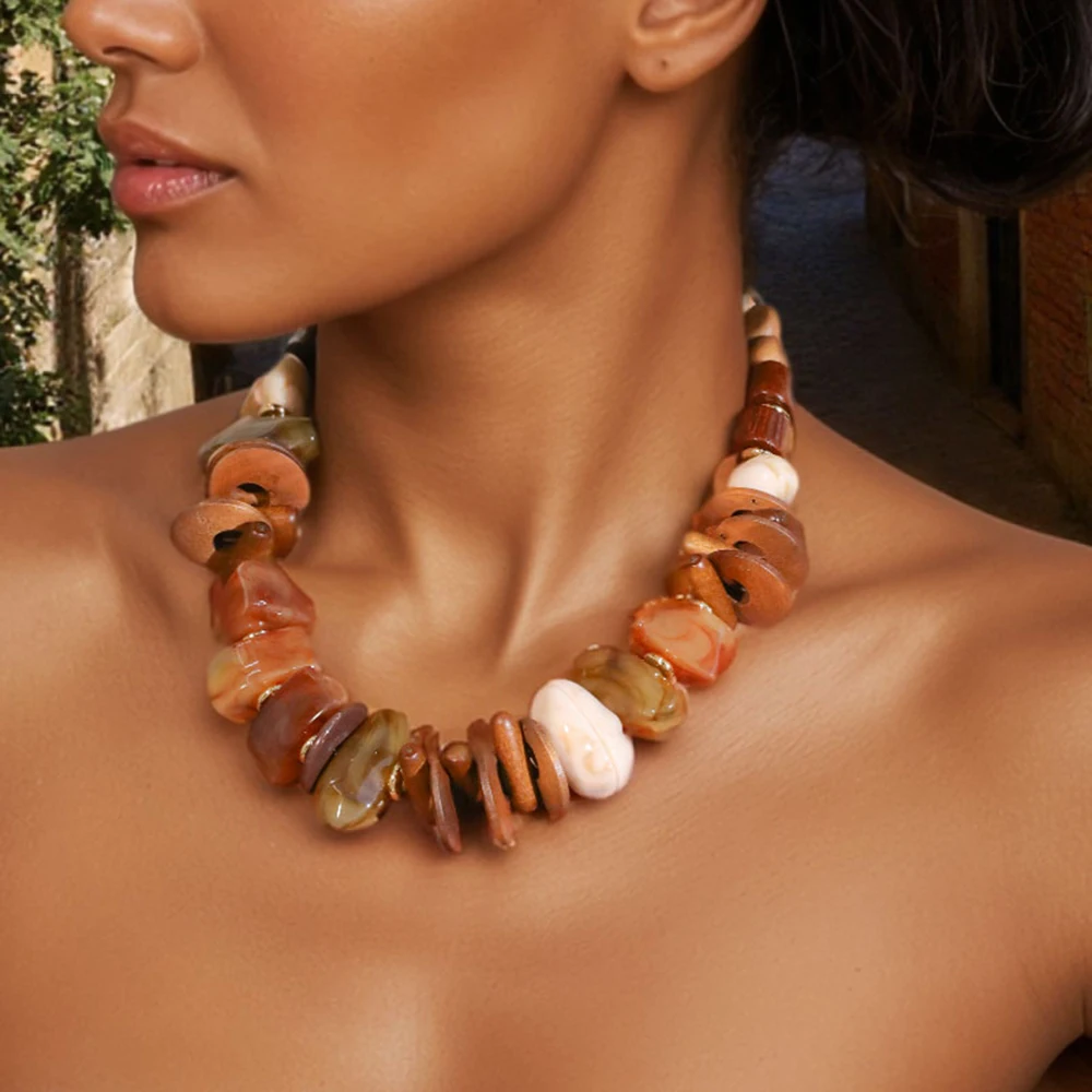 Statement Exaggerated Acrylic Beads Necklace for Woman Girl Wedding Party Jewelry