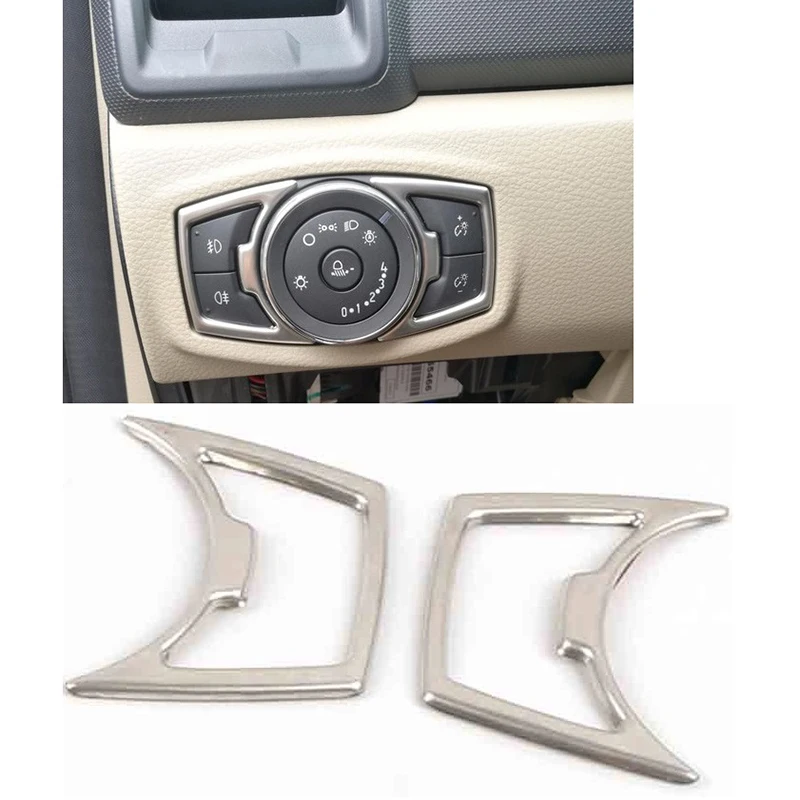 Stainless Steel for Ford Ranger Everest Endeavor 2015+ Headlight Knob Switch Button Cover Trim Decorator Accessories