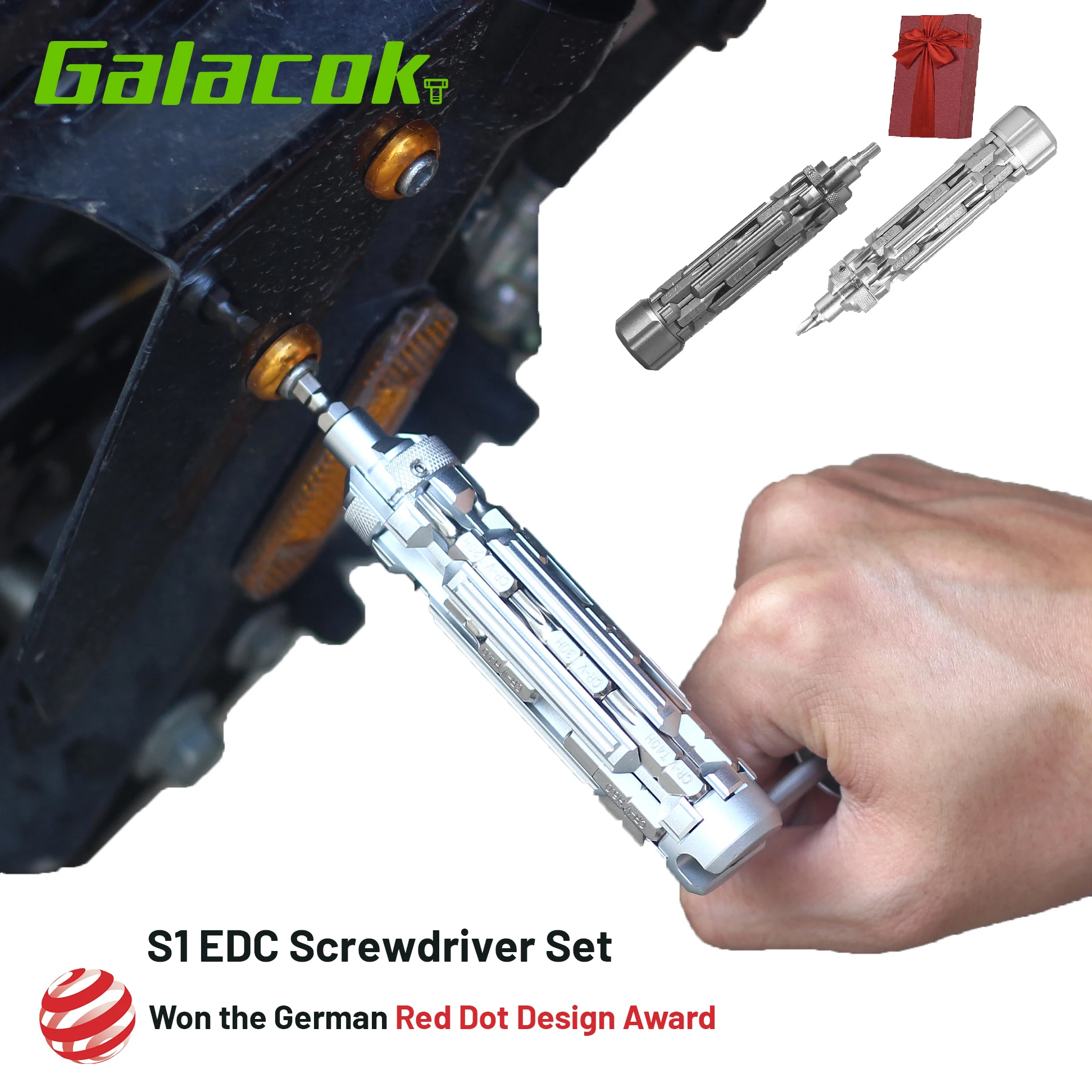 Galacok S1 EDC Screwdriver Set Multi-Function Portable Repair Tool with 18 Magnetic Drill Bits for Outdoor Furniture Appliances