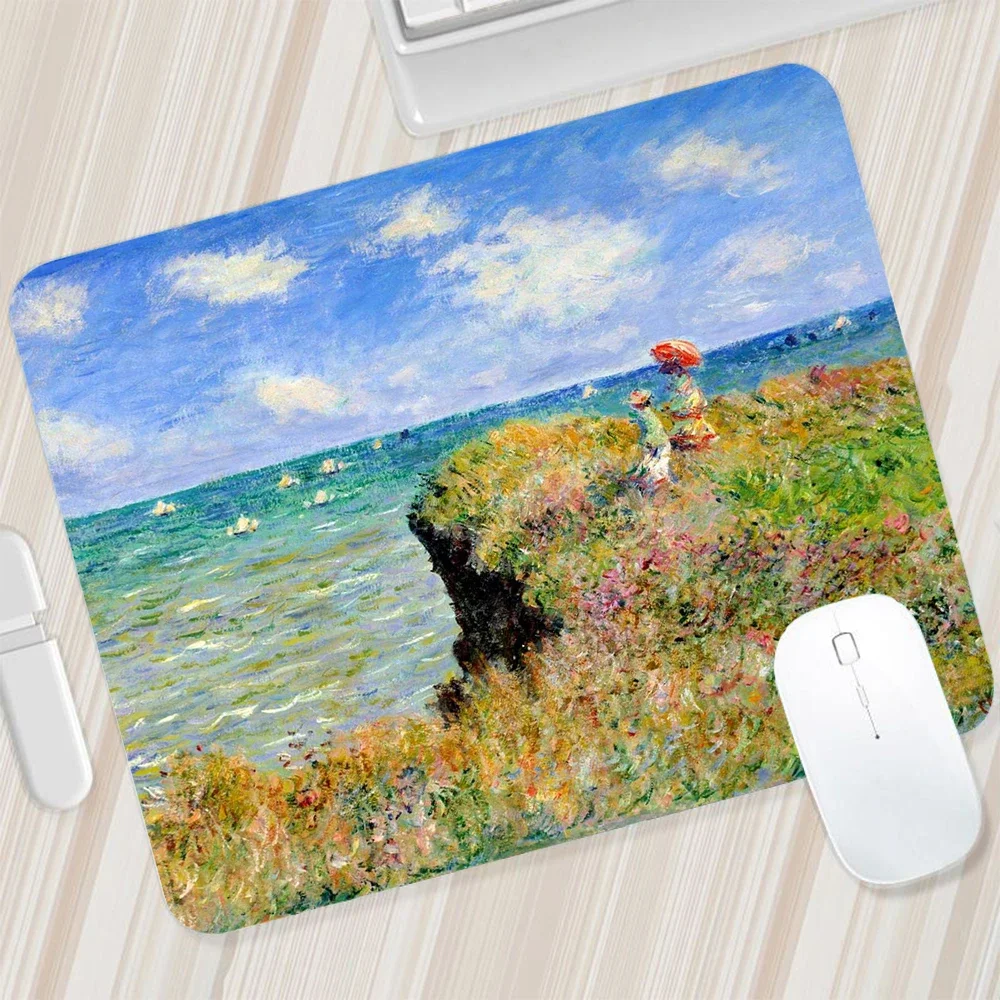 Art Oil Painting Small Mouse Pad Gaming Laptops Mousepad Gamer Carpet Keyboard Mat Desk Protector Anime Cartoon Mouse Pads 18X22