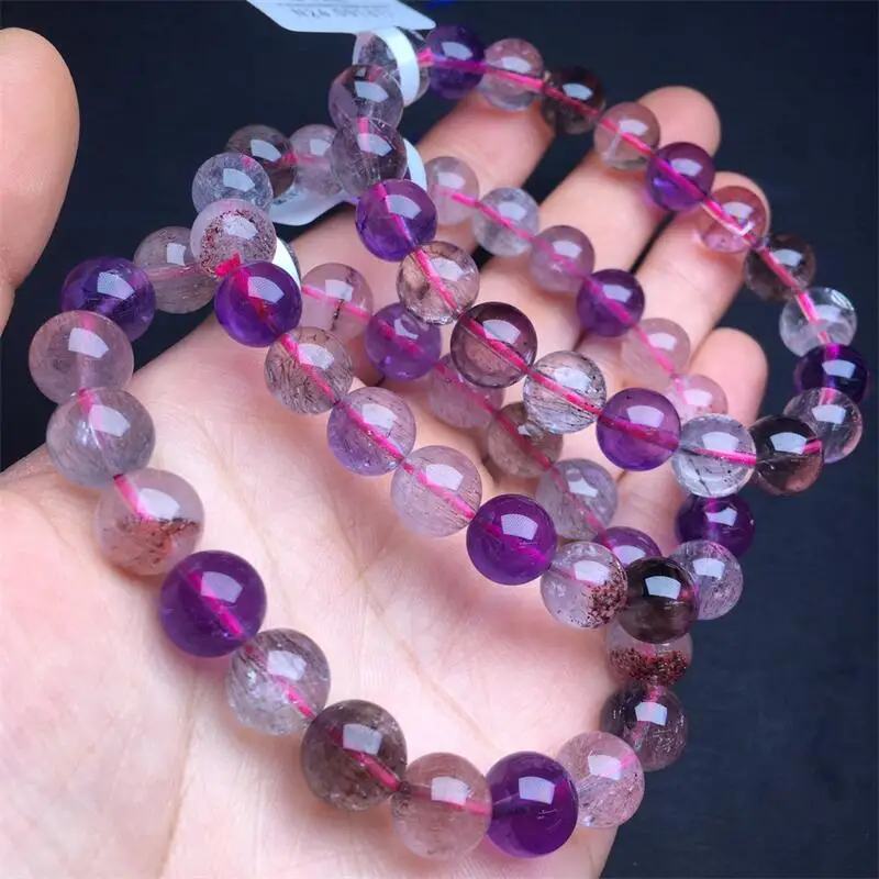 10MM Natural Super Seven Quartz Bracelet Colorful Gemstone Bead Strings Fashion Beautifully Jewelry For Men And Women 1PCS