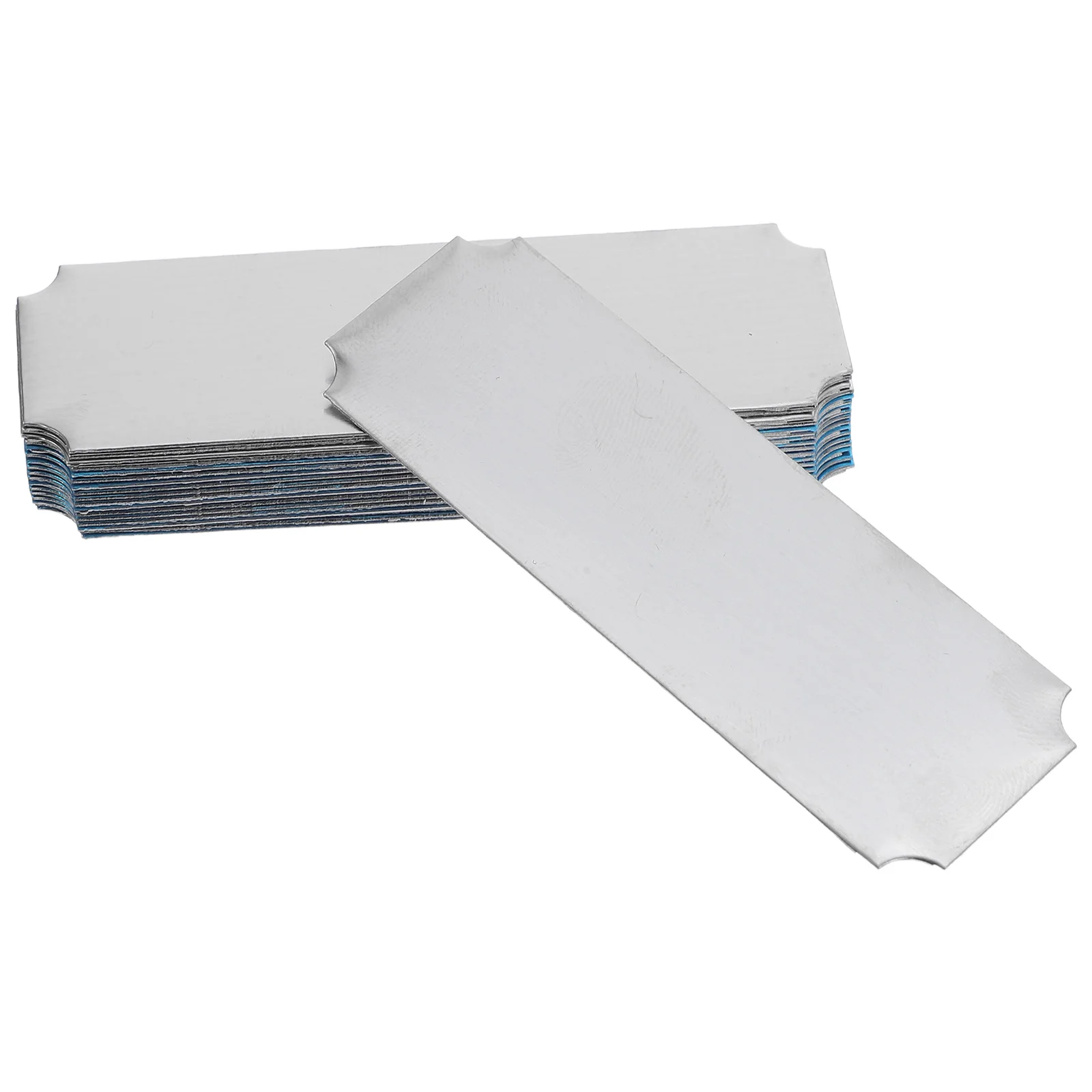 20 قطعة فارغة الفولاذ المقاوم للصدأ اسم العلامات لوحات معدنية مستطيلة لمكتب مكتب لوحة اسم النقش DIY ختم الفراغات الفضة