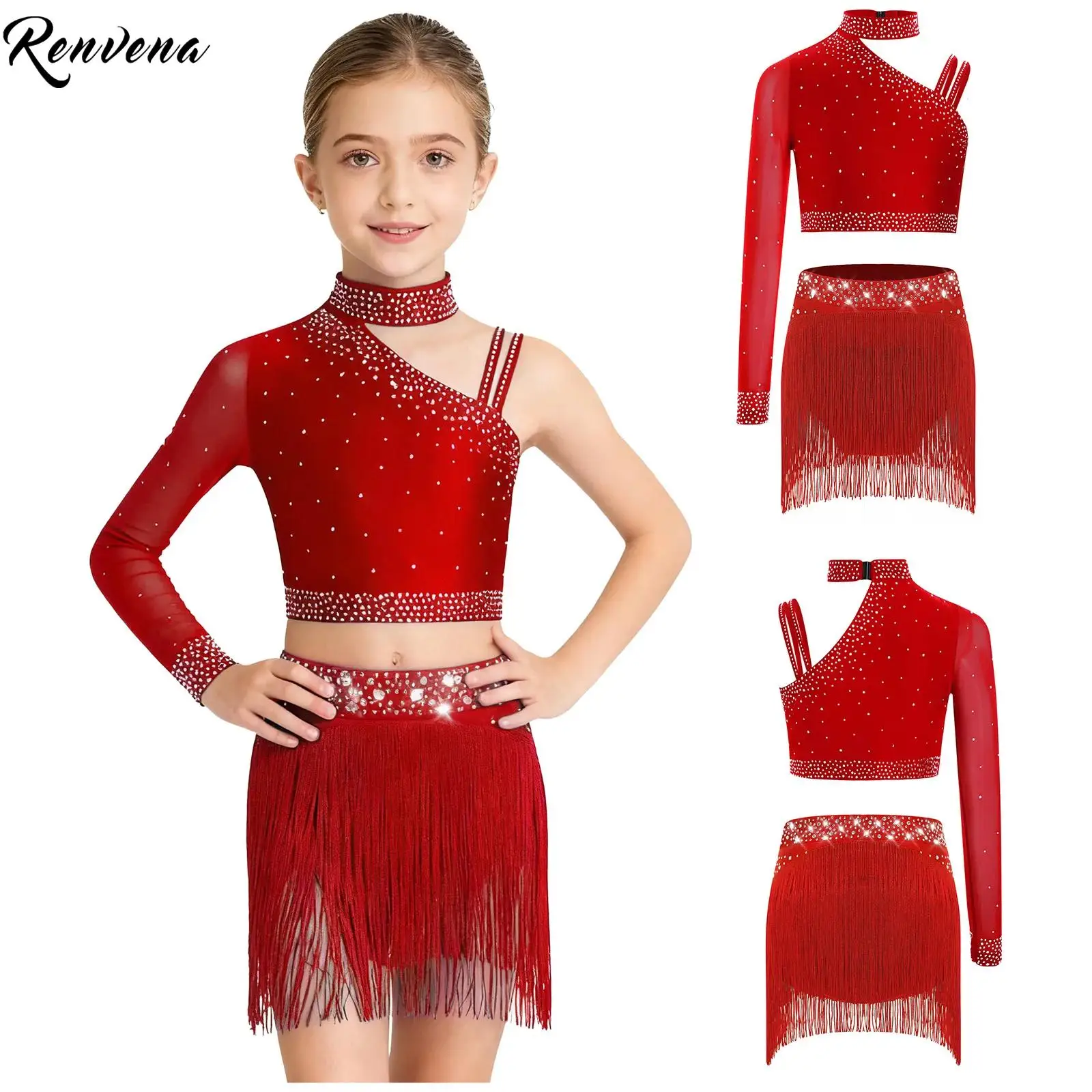 Set da balletto per bambina, spettacolo di danza, costume da ballerina, abiti sportivi, abbigliamento da danza moderna e contemporanea, taglio a spalla irregolare