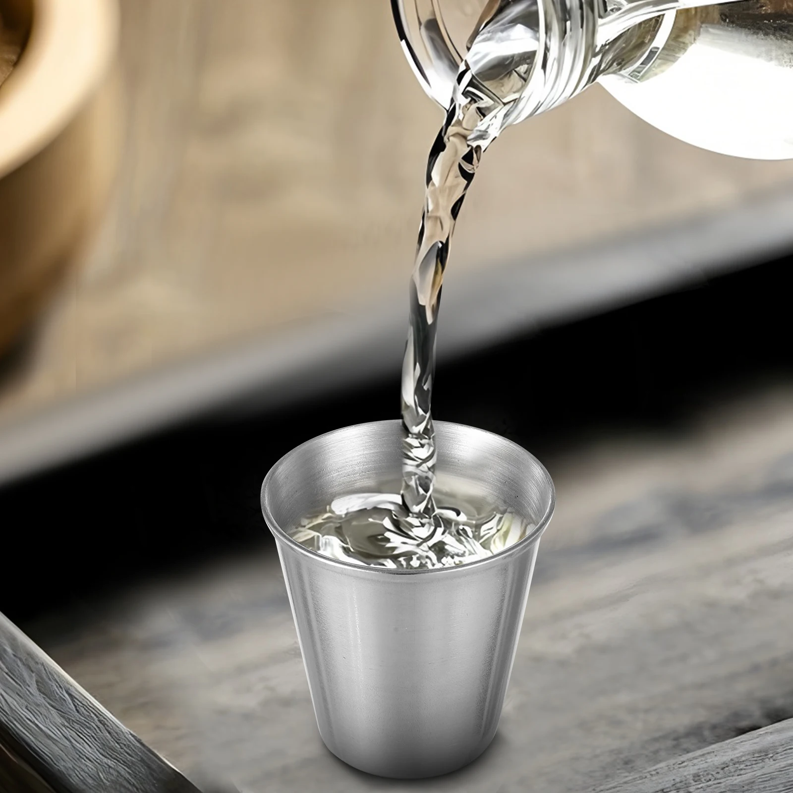 

12pcs Stainless Steel Liquor Cups Tumbler Mugs Insulated Lightweight Silver Shots Whiskey Coffee Tea Milk Portable Glass