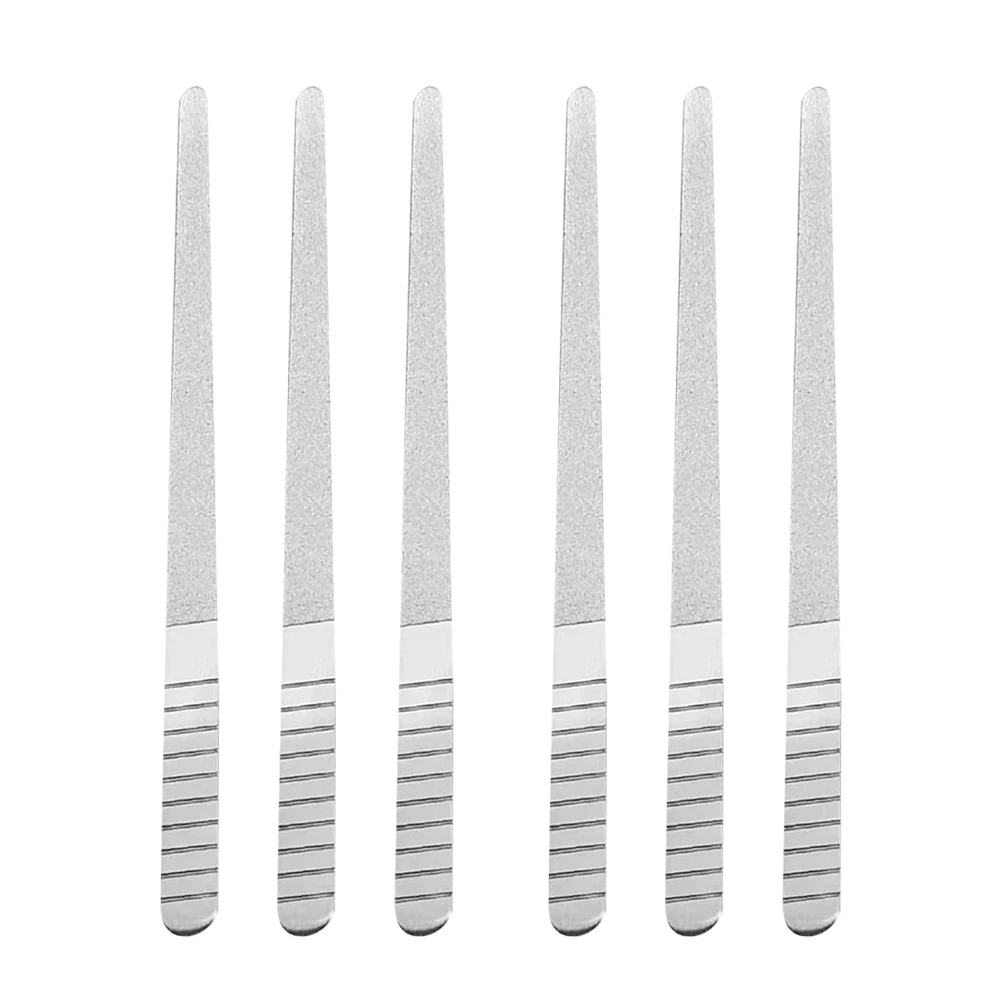 

6pcs Double Sided Stainless Steel Nail Files Sanding Manicure Tool Long Lasting Professional Home Use Nail Salon