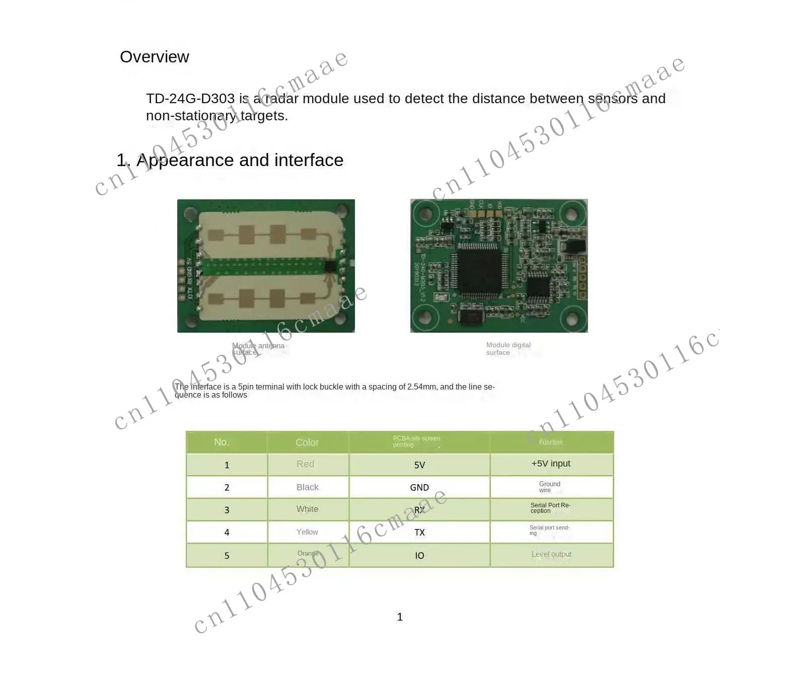 D303 high-precision 24GHZ motion and positioning sensor module radar ranging module, range up to 3.5M