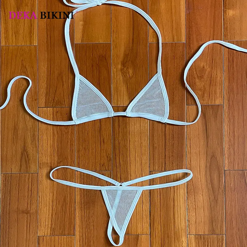 DEKA Women\'s Mini Micro Transparent Triangle Bikini Set Exotic Swimwear Bathingsuit G-string Thong Lingerie Underwear Nightwear