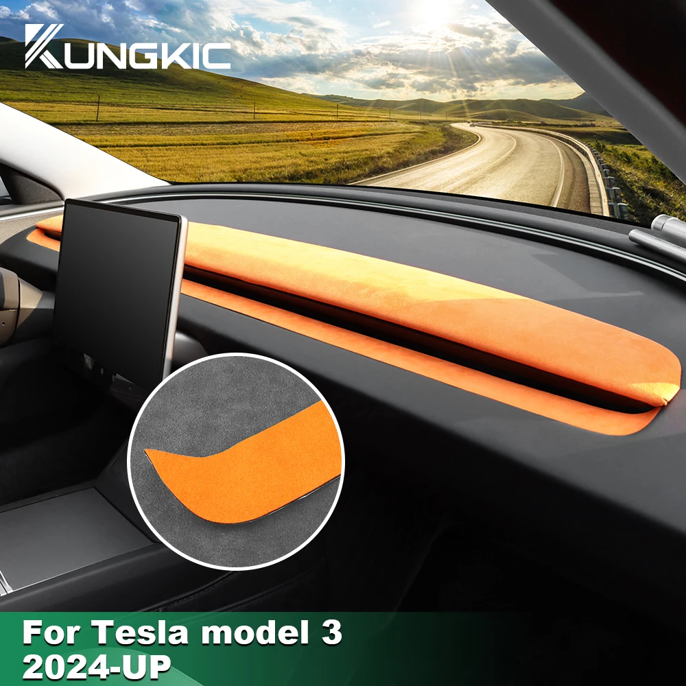 for Tesla Model 3 Highland 2024-Up Italian Top Suede Center Console Dashboard Air Vent Outlet Panel Trim Sticker Car Accessories