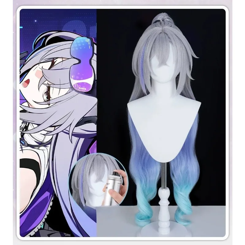

Silver Wolf Wigs Game Honkai：Star Rail Cosplay Gray-blue Gradient Wig Long Hair Role Play Props Accessories for Women