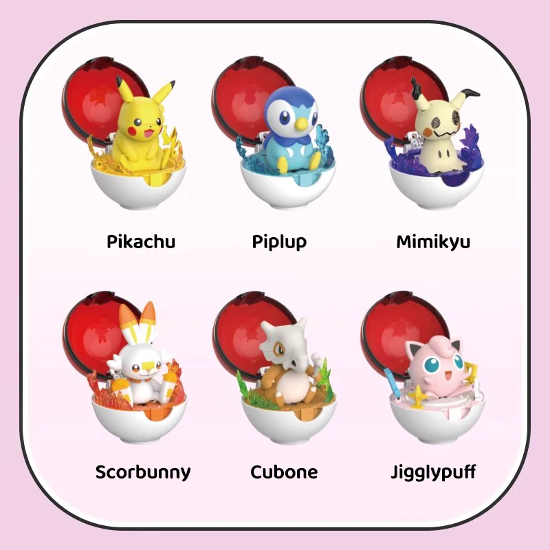 Pokemon Figur Bulbasaur Eevee Charmander Squirtle Pikachu Piplup Cubone Mimikyu Jigglypuff Pokeball Spielzeug Ornament Puppe – Detail 2
