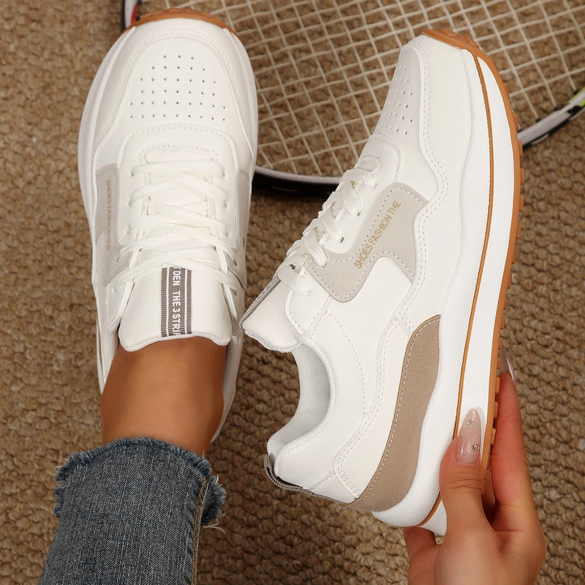 

Новинка 2025, женская обувь, модная универсальная спортивная обувь, нескользящая повседневная обувь на толстой подошве