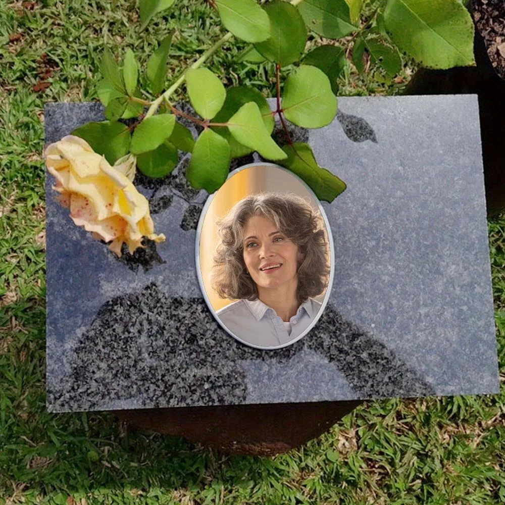 2D Flat Not 3D 1pc Custom Photo Memorial Headstone Tile Cemetery Decorations for Grave Waterproof & Scratch-Resistant Outdoor