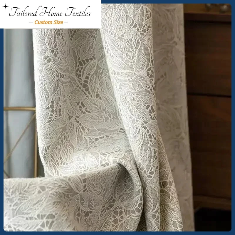 

Custom Size Blackout Curtains for Living Room Bedroom Simple Literary Lace Curtains Left and Right Biparting White Tulle Decor
