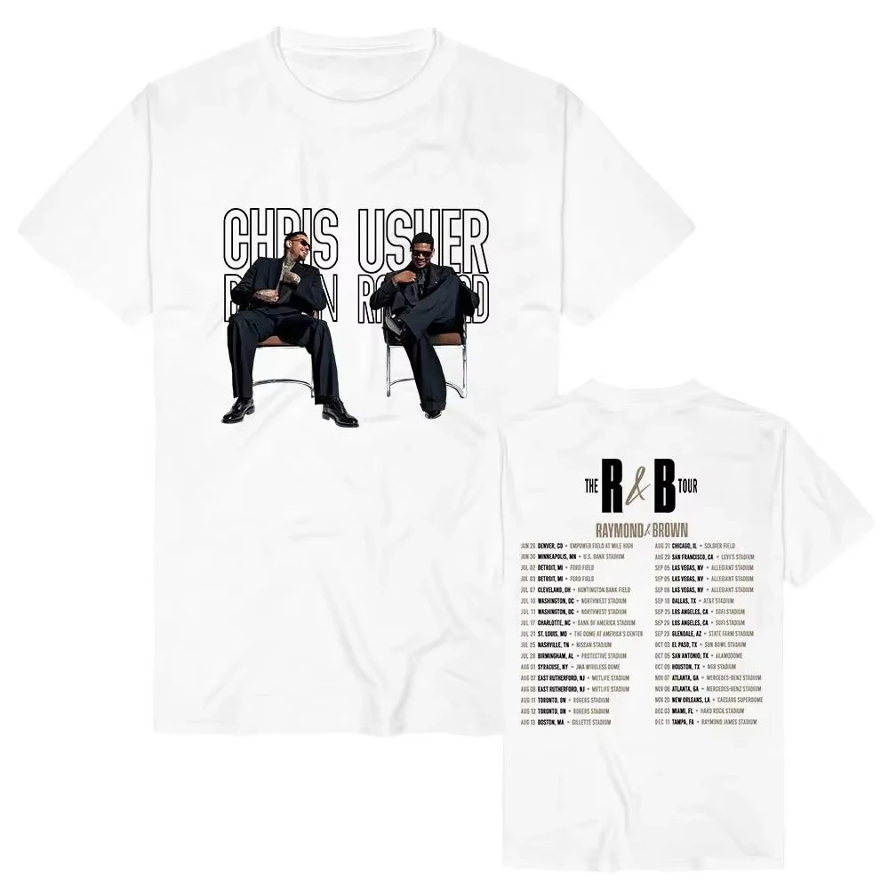 Usher Chris Brown Design Print T-shirt The R&B Tour Merch Tees Summer Cotton Unisex Streetwear Short Sleeve Casual Fashion