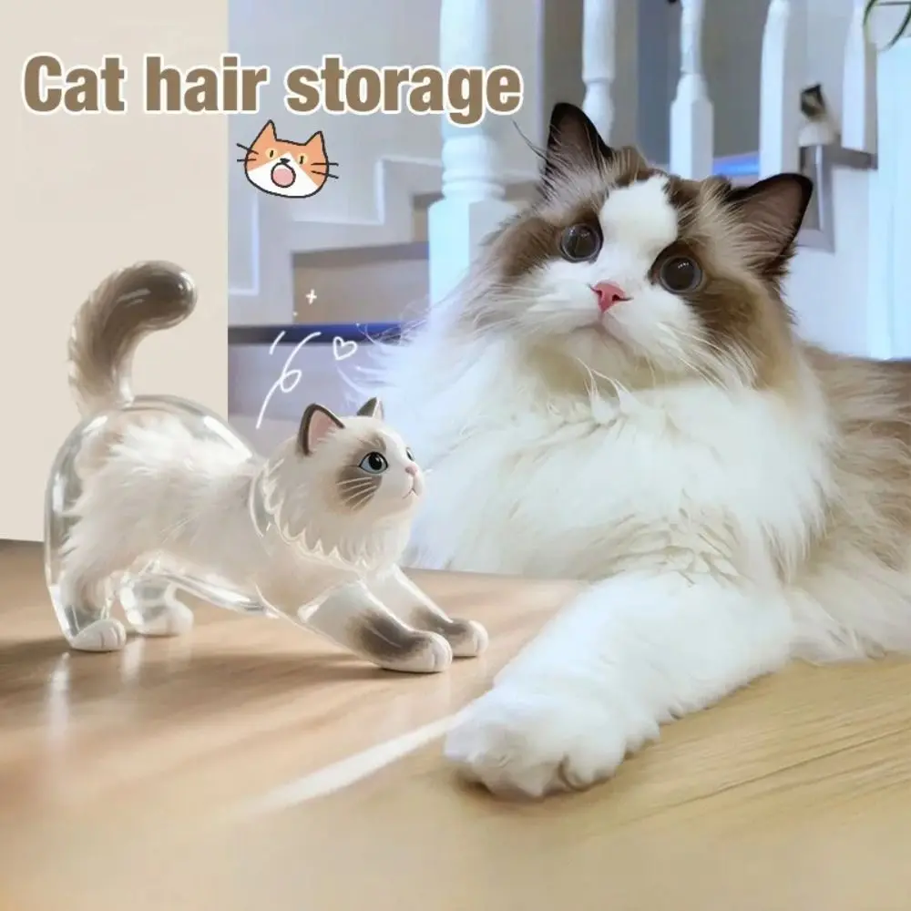 Transparent Cat Hair Acrylic Keychain Animal Shaped Siamese Cat Cat Hair Storage Box Portable Handmade Dog Fur Storage Pendant