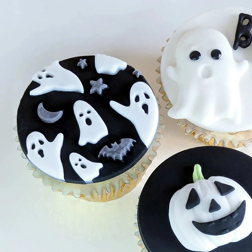 Ghost Bat Moon and Stars Halloween Silicone Sugarcraft Mold Resin Tools Cupcake Baking Mould Fondant Cake Decorating Tools