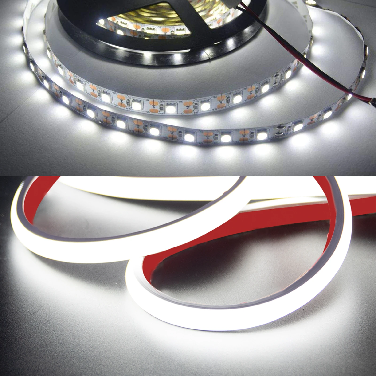 AC 220V COB Adhesive Bright LED Strip Light with EU Power Plug 1M 2M 3M 5M 10M IP67 Waterproof Tape Warm White Cold White