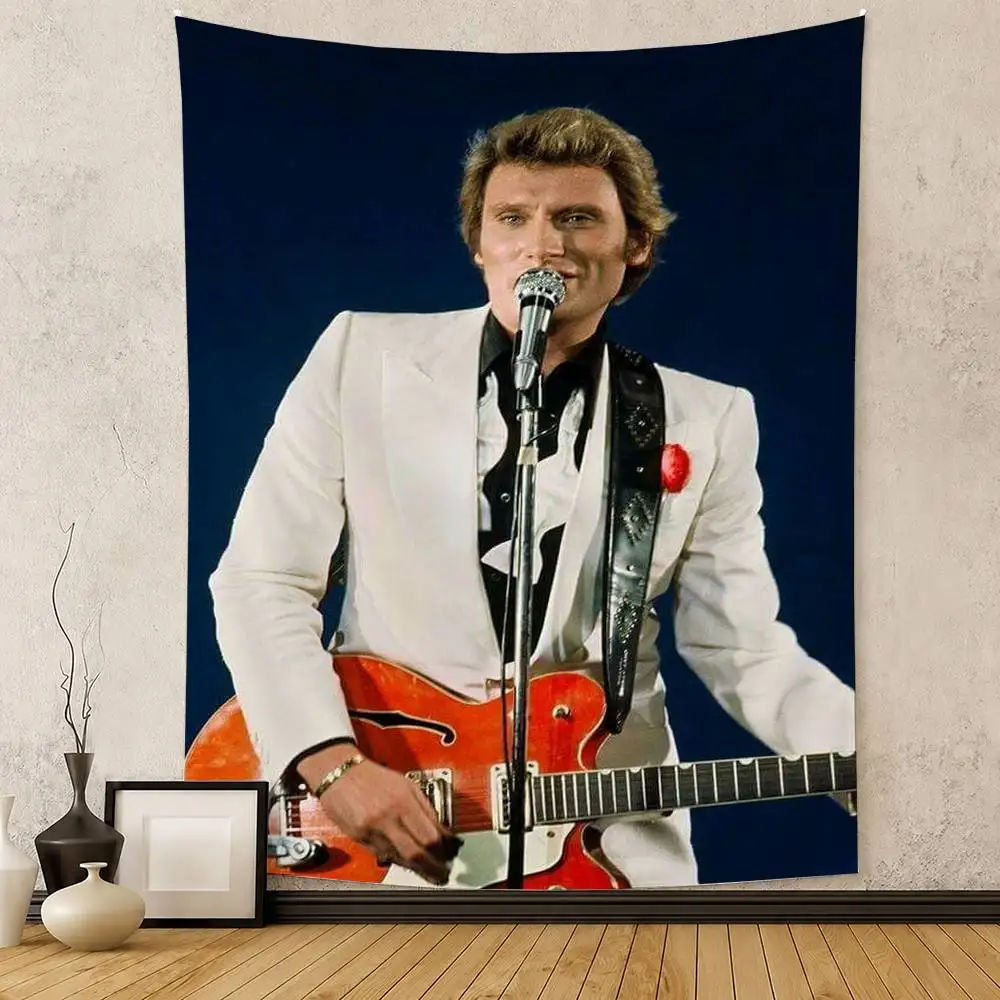 J-Johnny H-Hallyday Singer Flag Digital Printing Banner for Garage Wall Out Door Decoration