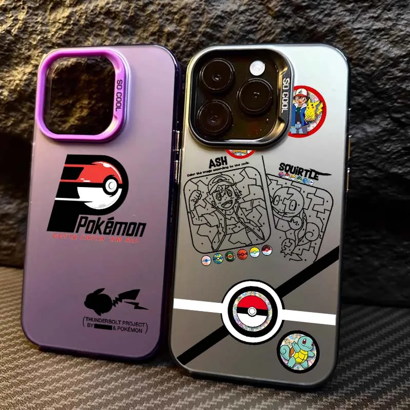 

P-Pokemons Anime Phone Case For Apple iPhone 16 15 14 13 12 11 XS X Pro Max Plus Colorful Silver Cover