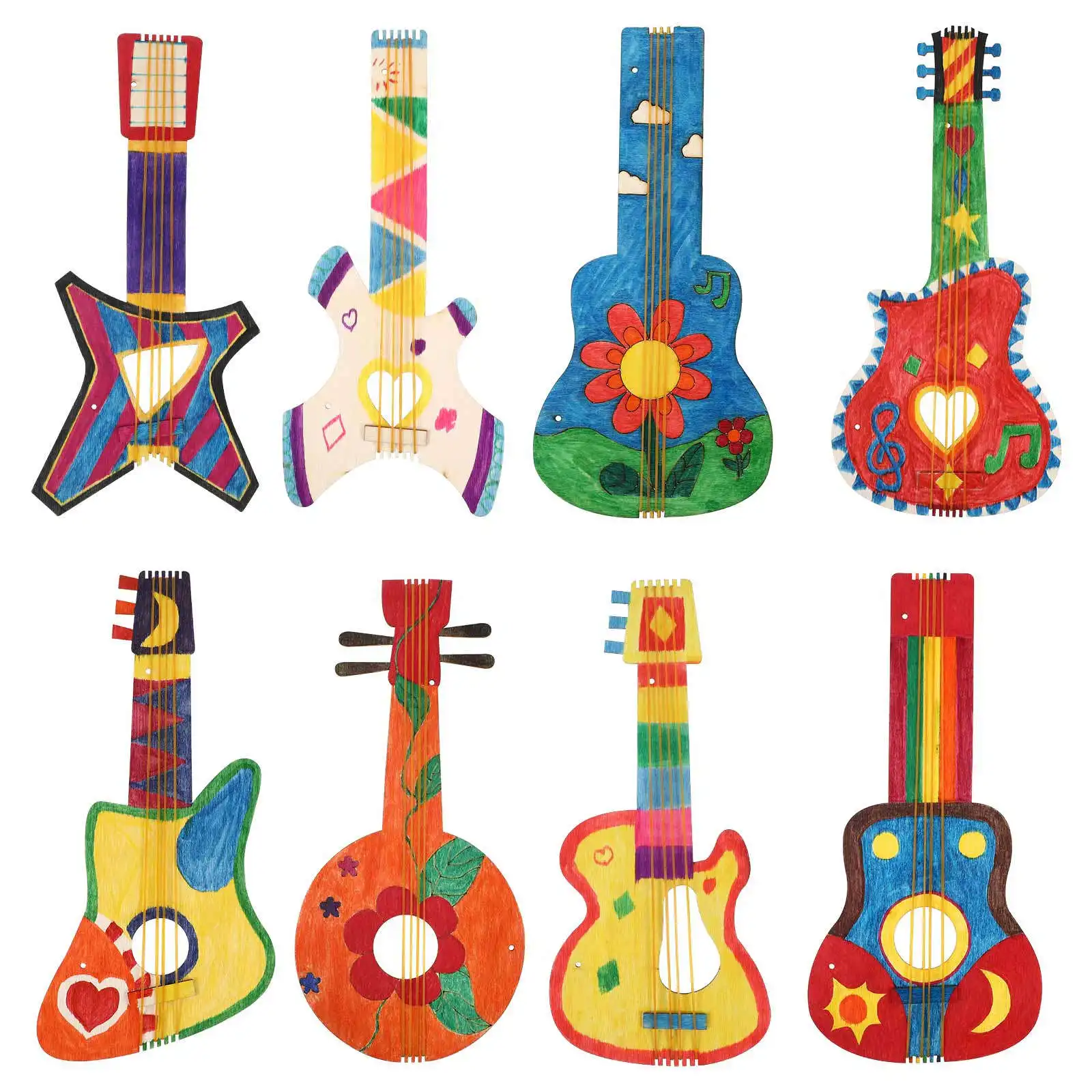 

8 шт. деревянных заготовок для гитар, неокрашенные, для поделок, декораций на день рождения, свадьбу, мероприятия