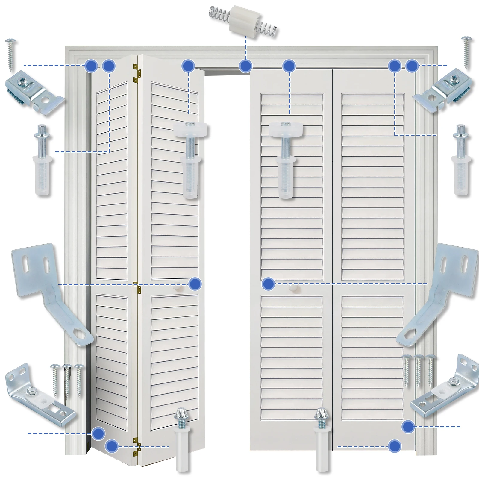 Bifold Door Installation Repair Parts Multi-Purpose Bi-Fold Sliding Door Replacement Accessories with 3/8 Top Bottom Pivot