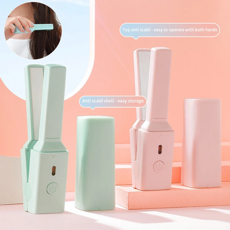 Portable Mini Cute USB Straight Hair Stick Hair Straightener Dormitory Small Power Splint Fluffy Bangs Straight Hair Curling