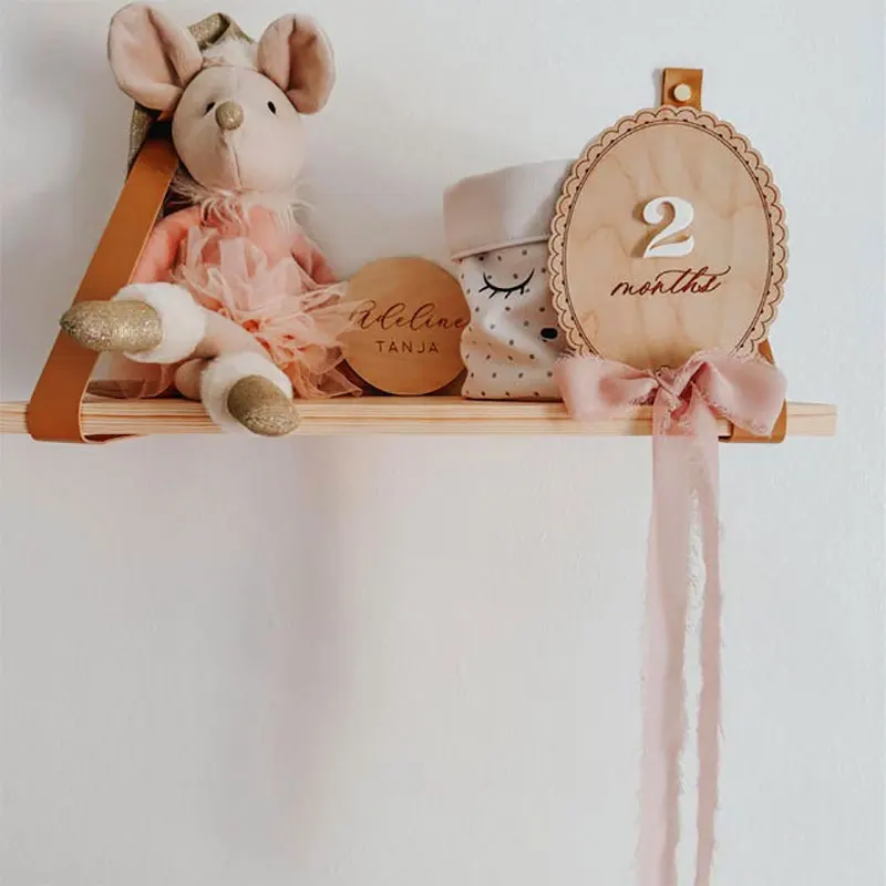 1 Pcs Wooden Ribbon Bow Milestone Card Customized Name Tag Milestone Marker Baby Shower Gift Fill in Your  Name