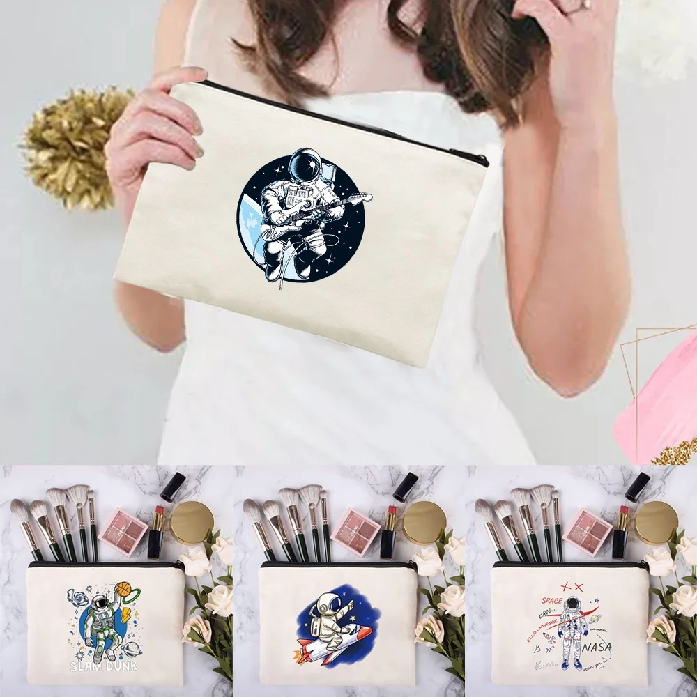 

Cosmetic Bag Lipstick Make Up Bag Personalized Fashion Toiletries Organize Multipurpose Pencil Case Purse Astronaut Print