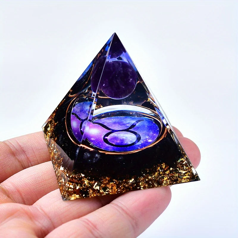 Twelve Zodiac Signs Orgone Pyramid with Amethyst for Home Decoration Unique Gift Idea for Family And Friends
